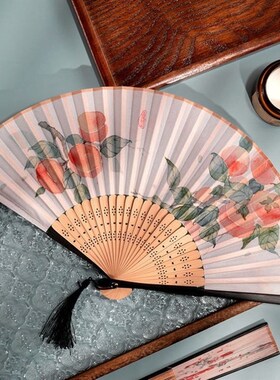 马面裙配饰古风扇子折扇女v学生霸气仙气刺绣流苏古代男汉服手持