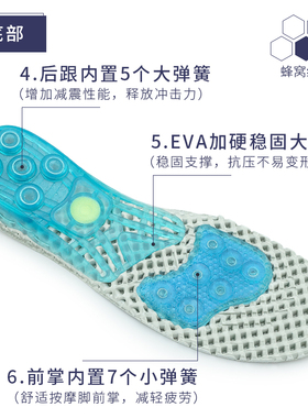 运动鞋垫男弹簧减震跑步加厚弹力吸汗透气耐磨运动篮球鞋垫增高软