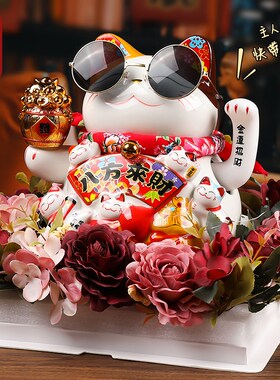 新店开业招财猫送贺礼电动手摇收银台大号发财猫摆件乔迁新居礼物