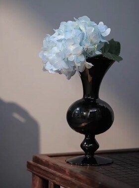 欧式简约中古黑硝子玻璃花瓶花器家居客厅玄关卧室餐桌装饰品摆件