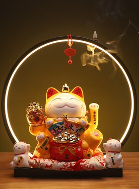 招财猫摆件大号电动摇手收银台家居店铺开业礼品陶瓷摆件自动招手