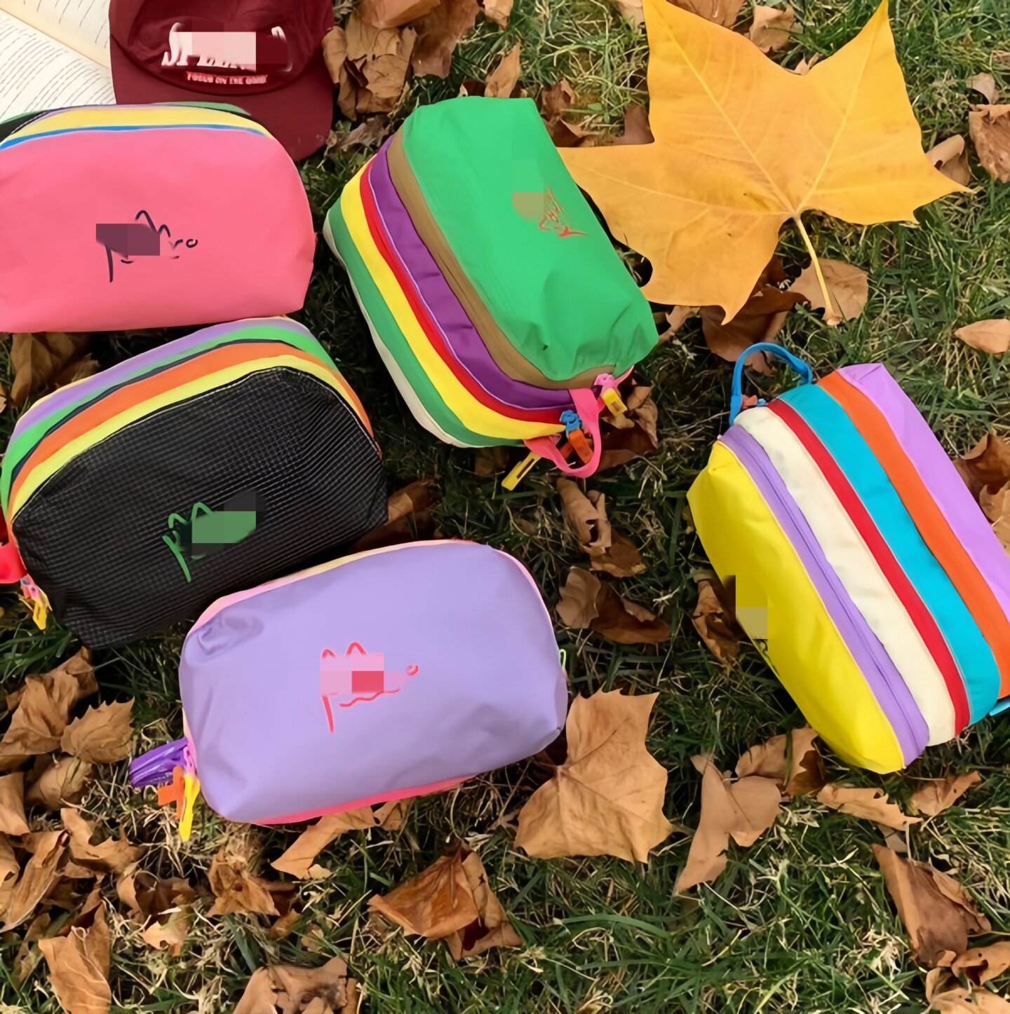 Ins portable contrast color storage bag dopamine small shoulder bag