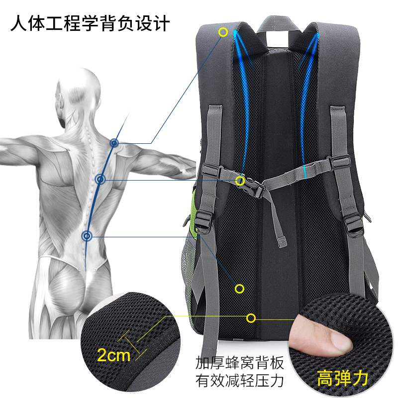 七匹狼双肩男休闲户外女40l登山包 七匹狼天颜双肩背包