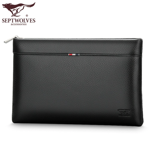 Septwolves, кожаная маленькая сумка клатч, сумка с петлей на руку, из натуральной кожи