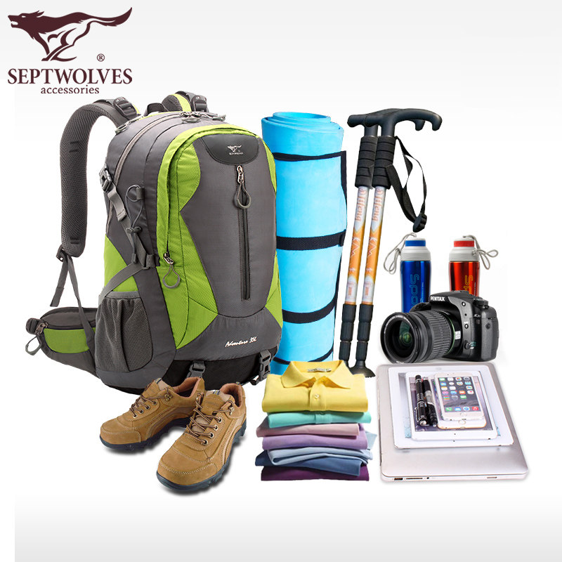 七匹狼户外35l双肩男女旅行登山包 七匹狼天颜双肩背包