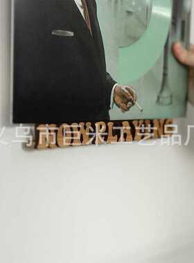 现货墙壁实木专辑架壁挂式农舍唱片架NOW PLAYING储存LP支架