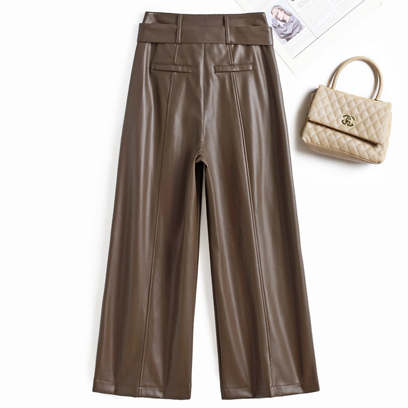 海宁真皮皮裤女九分裤2025秋冬新款绵羊皮高腰显瘦大码直筒阔腿裤,淘宝优惠券,粉丝福利购,淘宝优惠卷