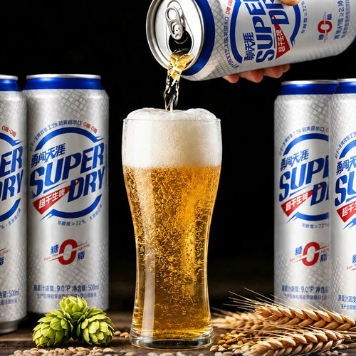 雪花勇闯天涯superDry超干生啤500ml*12听0糖0脂全麦芽配方 - 图1