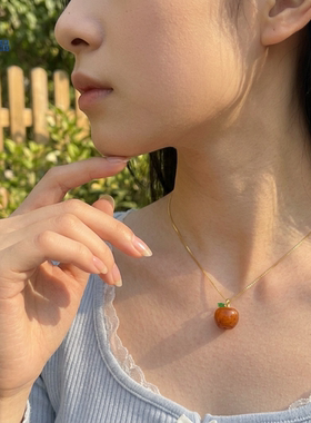 一颗苹果红碧玉吊坠轻奢百搭可爱