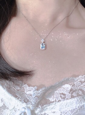 韩版蓝色香水瓶项链女轻奢小众感