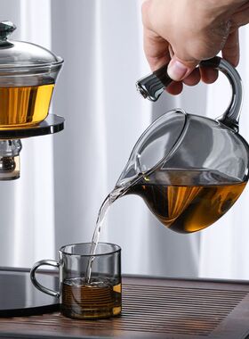 半自动一体式磁吸高硼硅玻璃茶壶