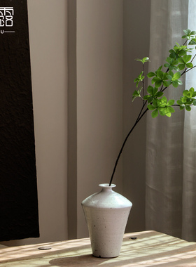 陶瓷花瓶复古新中式白色圆肚陶艺摆件禅意插花艺干花民宿装饰花器