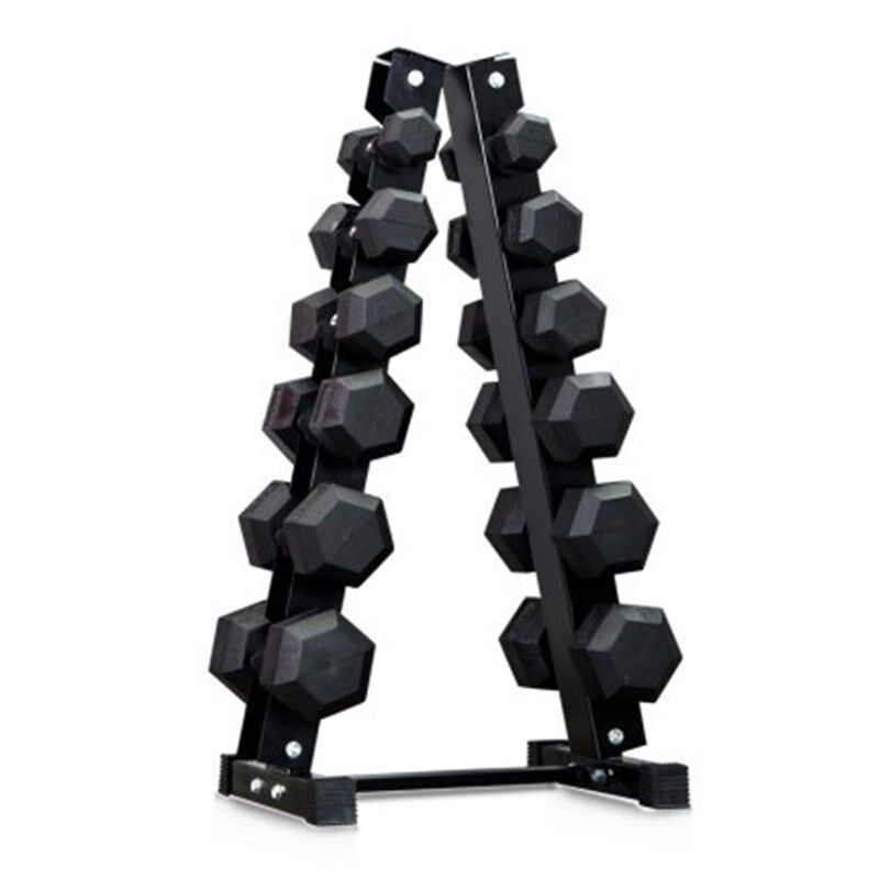 Dumbbell racks can be placed on hexagonal plastic sheets at home