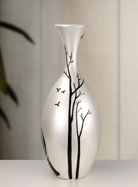 陶瓷花瓶居家装饰品 新中式水墨手艺花瓶 轻奢风格家居装饰玄关摆