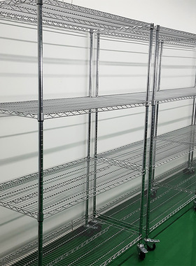 不锈钢色可移动仓储物料架