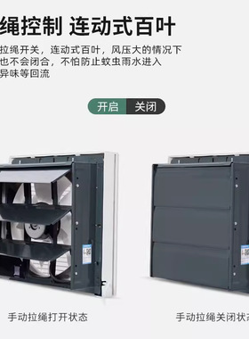 金羚换气扇8/10寸拉绳双向百叶窗式生间抽风机玻璃墙壁方形排气扇