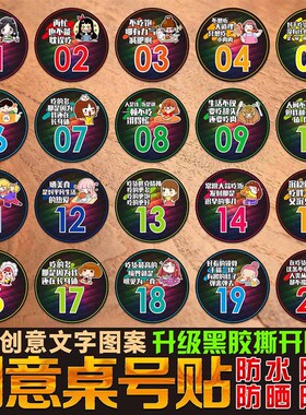 加厚桌号贴餐桌号牌PVC贴纸防水油餐饮烧烤火锅小吃饭店号码贴牌