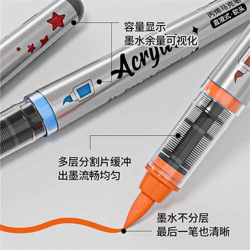 丙烯马克笔直液式软头大容量120色不透色可叠色绘画笔丙烯马克笔 - 图1