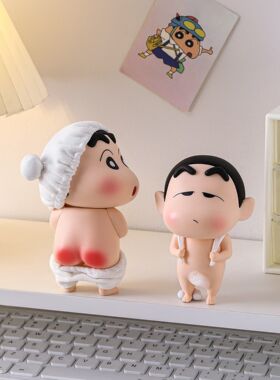 蜡笔小新创意手办洗澡搭子卫生间洗手池摆件浴室高级感桌面装饰品