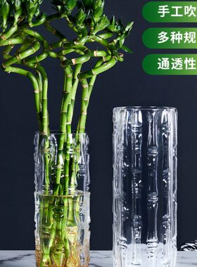 水养摆件玻璃家用客厅直筒落地插花装饰特大号透明富贵竹花瓶水培