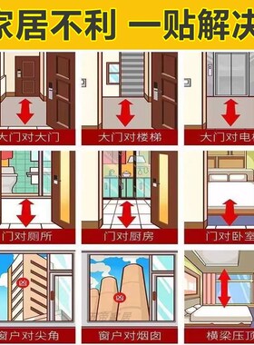 入户门对厕所化解卫生间门大门荷花鲤鱼图挂件五帝钱门帘隔断摆件