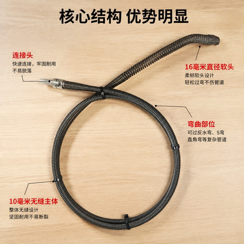 无缝10mm疏通反水弯马桶地漏下水管道加密加粗电动疏通机弹簧疏通 - 图1