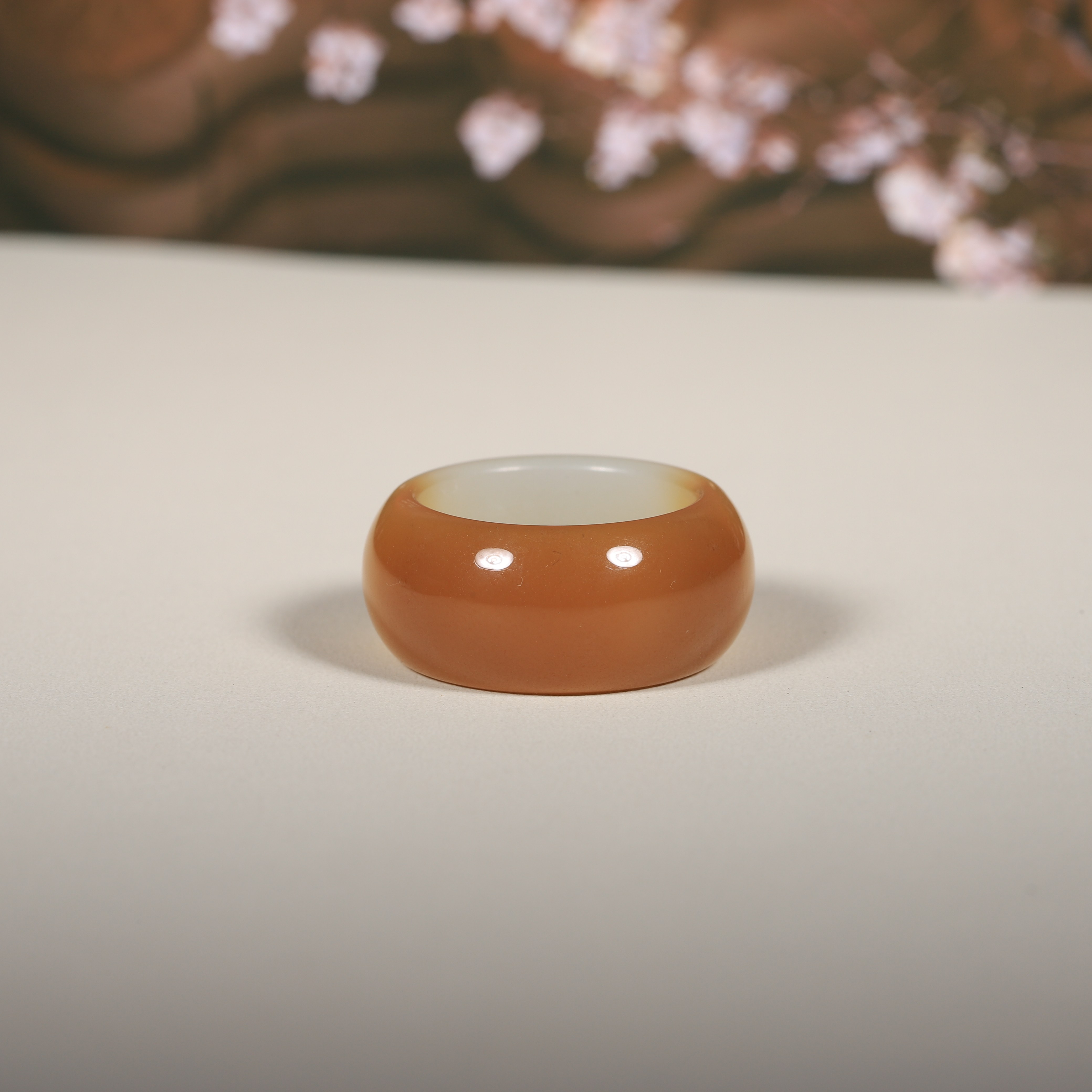 Natural Xinjiang Hetian jade yellow and white jade plain women's ring