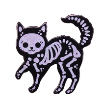 Ghost Skeleton Cat Chest Pin Cute Halloween Gift Badge