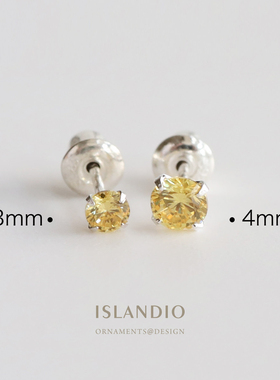 ISLANDIO18K金黄水晶迷你耳钉