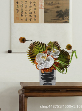 新中式简约仿真花艺摆件售楼处洽谈桌样板间茶几餐厅桌面装饰摆件