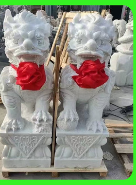 石雕青石麒麟一对庭院门口公司现货瑞兽摆件龙爪款汉白玉麒麟厂家