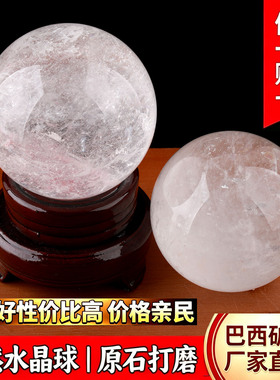 天然白水晶球原石打磨有鉴定证书