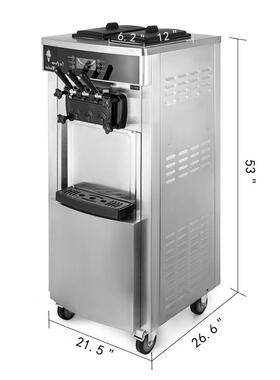 新品3色自动冰淇淋冰激凌机不带气泵商用立式奶油机冰淇淋制作
