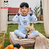 Babudou children's middle and large children's pure cotton home clothes set boys and girls thermal printed underwear pajamas pants set