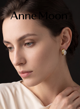 AnneMoon双色交叉耳钉女欧美范