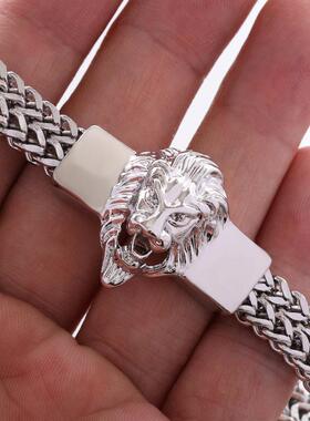 跨境狮子头手链欧美男士嘻哈手链4*8mm不锈钢链条饰品厂家