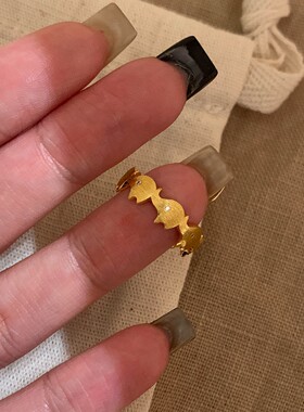 金色拉丝点钻吉象戒指2026新款轻奢精致指环小众设计指环饰品定制