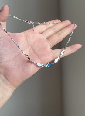鱼群逆流而上五条小鱼项链时尚气质简约钛钢不掉色锁骨链饰品