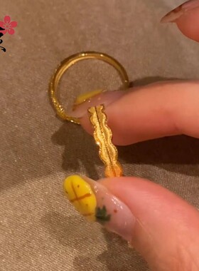 小红书同款古法沙金时尚复古极简主义女戒设计感简约素圈指环手饰