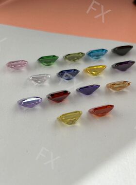 合成立方氧化锆车花切工裸石镶嵌配石 长方倒角合成锆石多色组合
