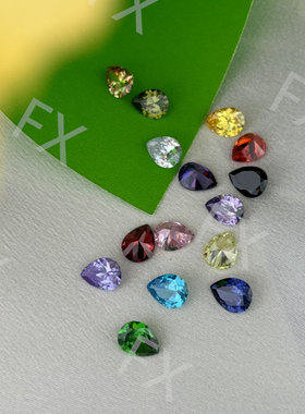 2x3-13x18mm 梨形人造宝石裸石 混多色锆石高碳钻戒指饰品镶嵌