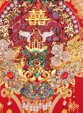 中式秀禾新娘婚礼重工金色团扇