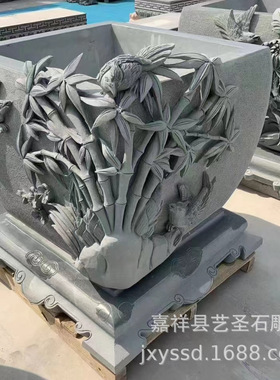 石雕厂家专业制作石雕花盆 花钵 别墅庭院小区摆放大理石石雕花盆