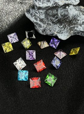 正方4x4~10x10mm 15种颜色锆石各1粒 合成立方氧化锆 人造宝石