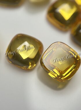 金黄色平底素面合成锆石裸钻 肥方4x4~10x10mm DIY首饰戒指镶嵌