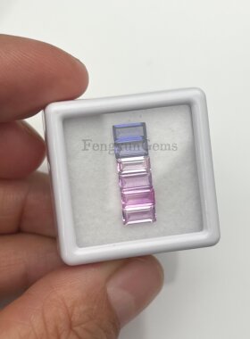 2x4~3x6mm小长方直平培育蓝宝6色渐变配石耐高温裸石手链配石