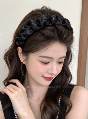 黑色正反两戴发箍女带梳齿碎发卡