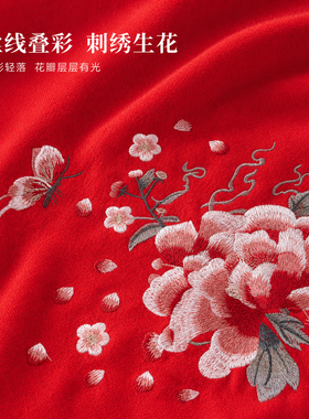 围巾女刺绣牡丹羊绒感围脖礼盒