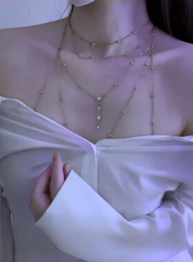 纯欲锁骨胸链性感水钻锆石肩链