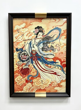 S2333新中式餐厅客厅玄关书房会客室瓷板挂画九天玄女4565